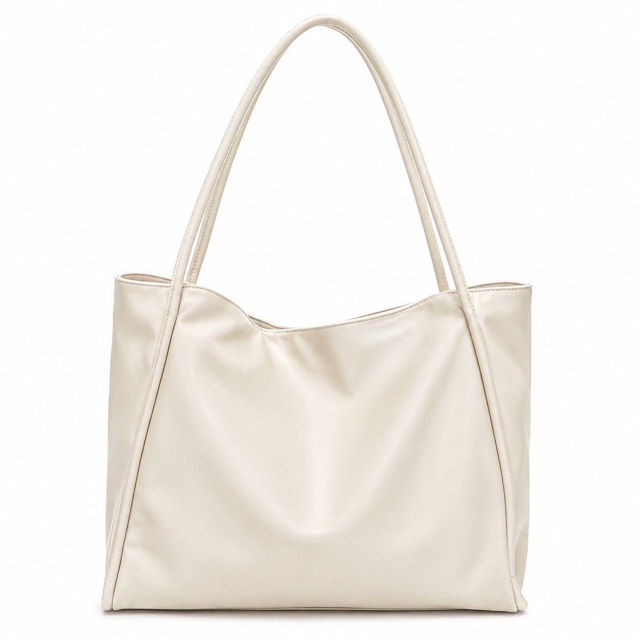 Large Faux Leather Tote Bag with Double Shoulder Straps and Magnetic Closure