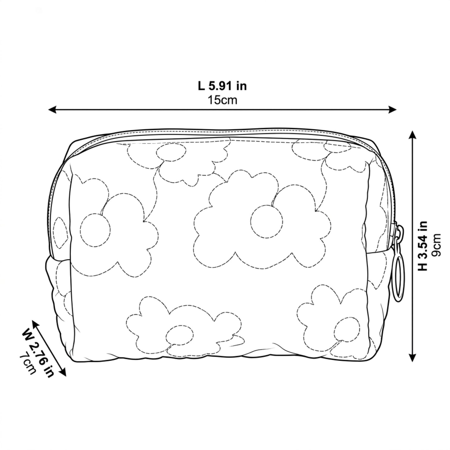 Floral Quilted Makeup Bag Large Capacity Cosmetic Toiletry Travel Pouch with Handle