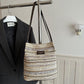 Woven Polyester Tote Bag with Magnetic Closure and Long Shoulder Straps