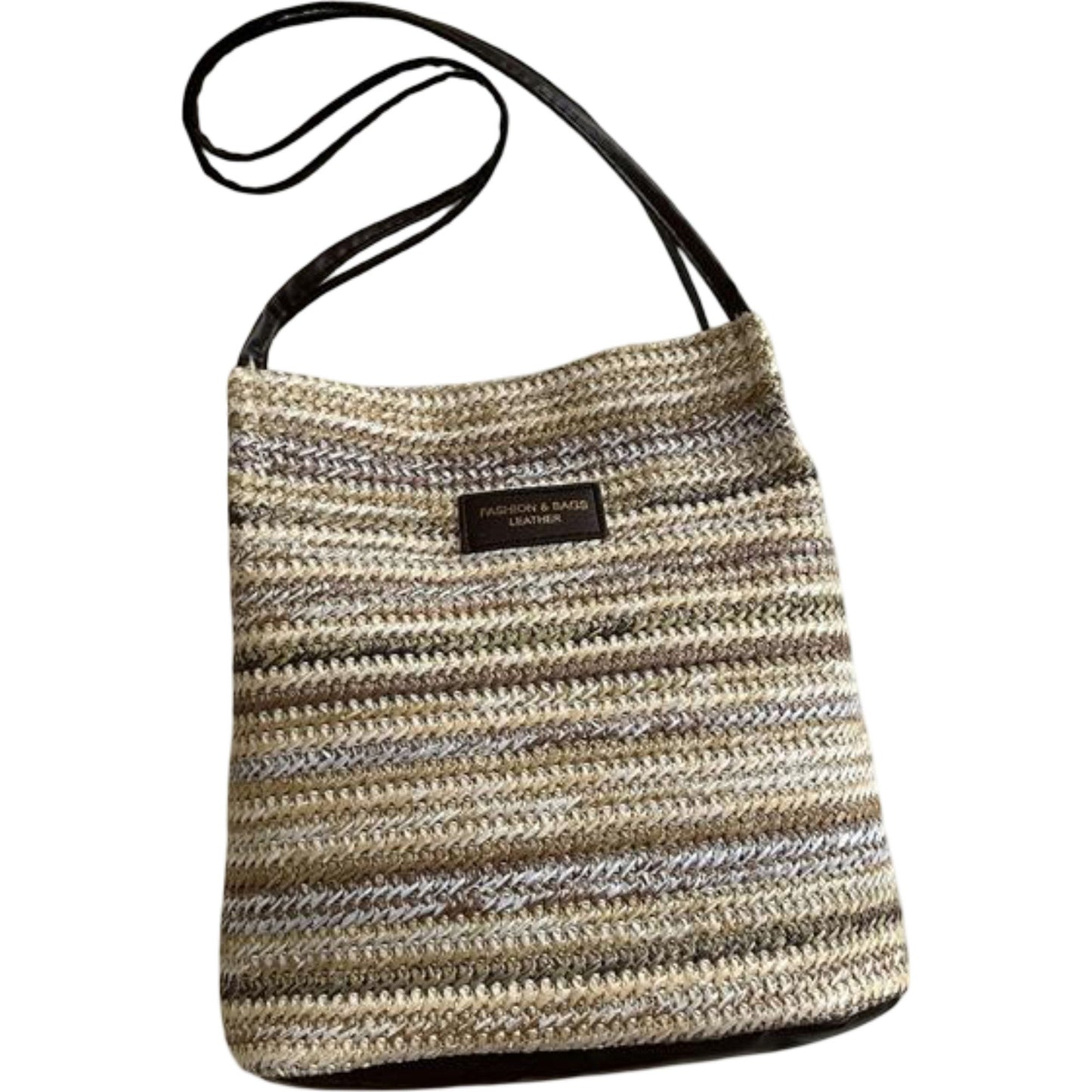 Woven Polyester Tote Bag with Magnetic Closure and Long Shoulder Straps