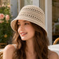 Crochet Bucket Hat Open Knit Brim Lightweight Packable Summer Beach Hat