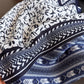 Geometric and Leaf Print Satin Square Scarf with Contrasting Patterns 27x27in