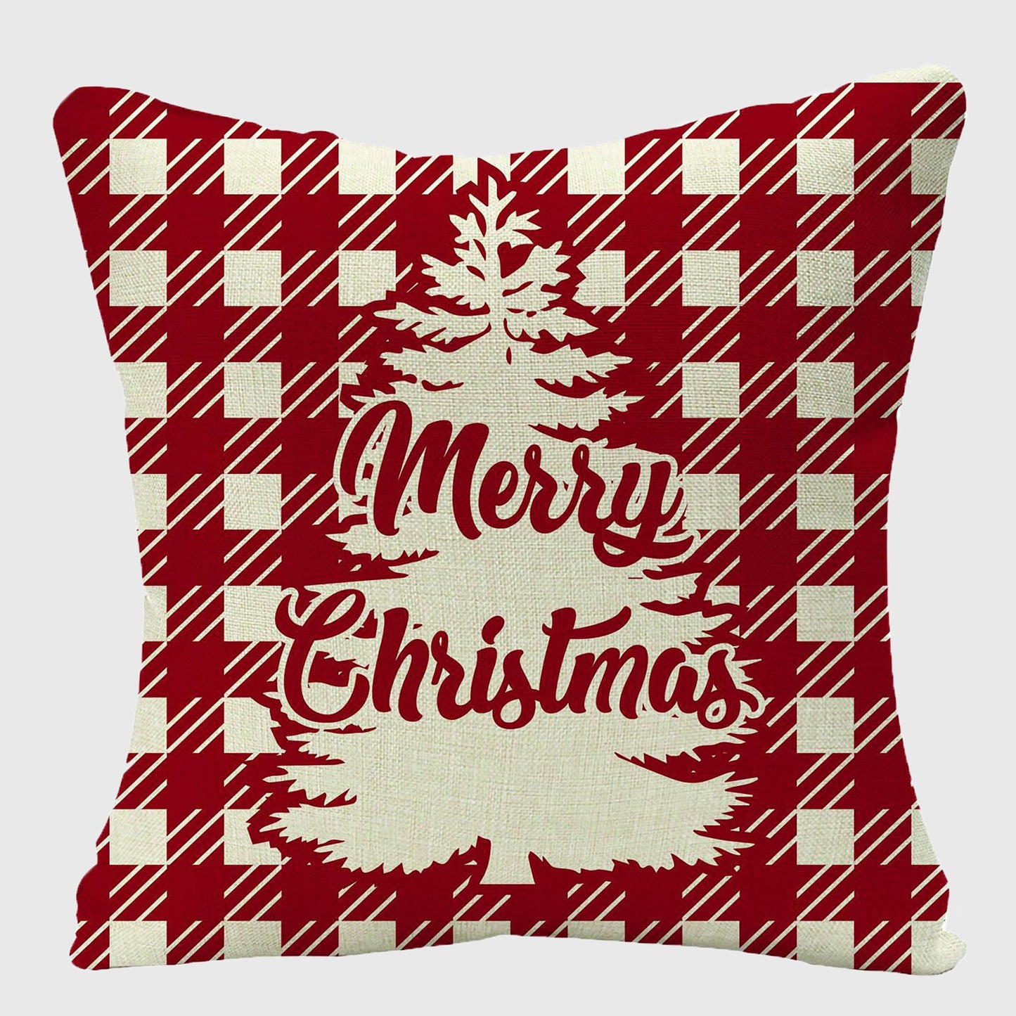 Christmas Gingham Throw Comfortable Pillow Cover 18x18in