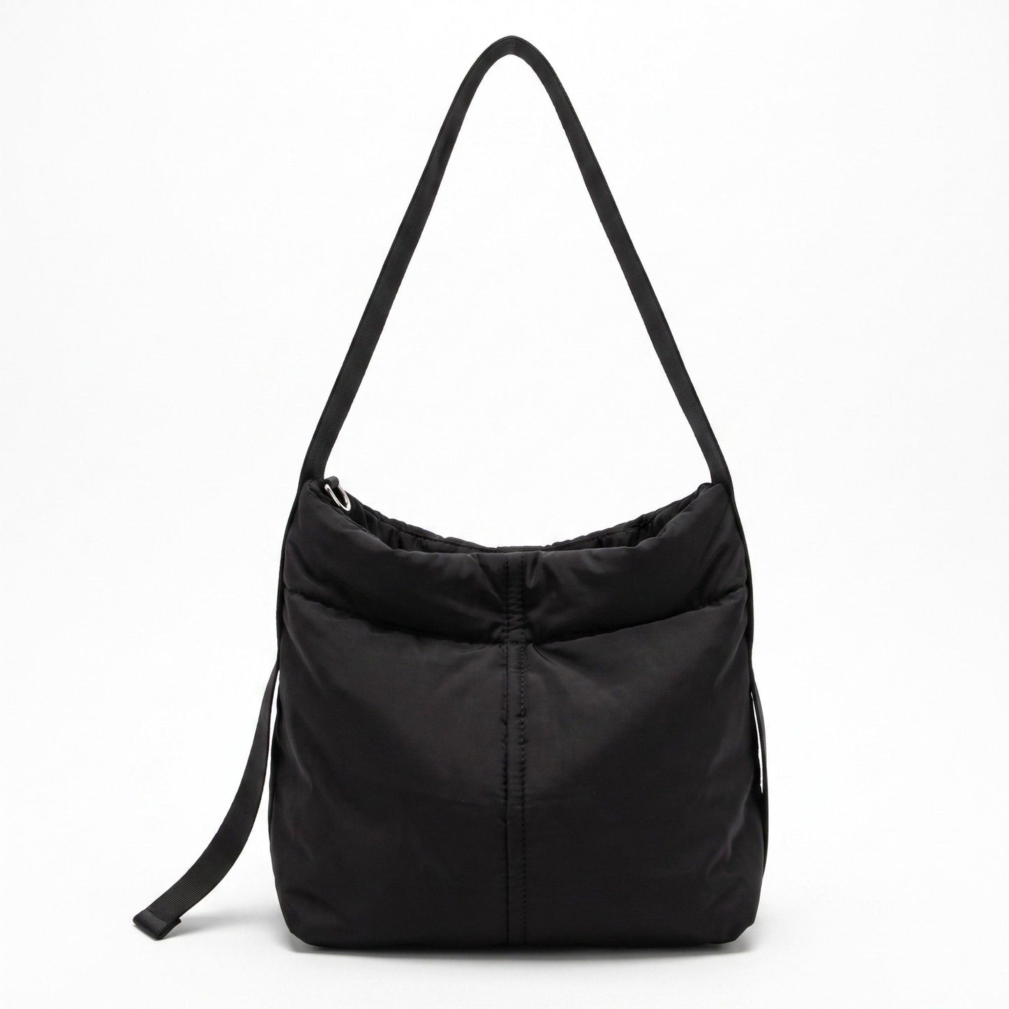 Vertical Seam Padded Hobo Tote Bag with Dual Convertible Straps for Shoulder Crossbody Wear 9.4x8.7x4.7in