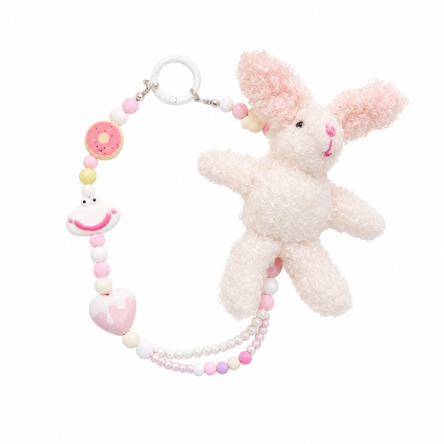 Cute Cartoon Animal Beaded Keychain Plush Toy Bag Charm Set
