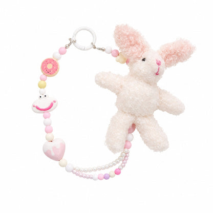 Cute Cartoon Animal Beaded Keychain Plush Toy Bag Charm Set