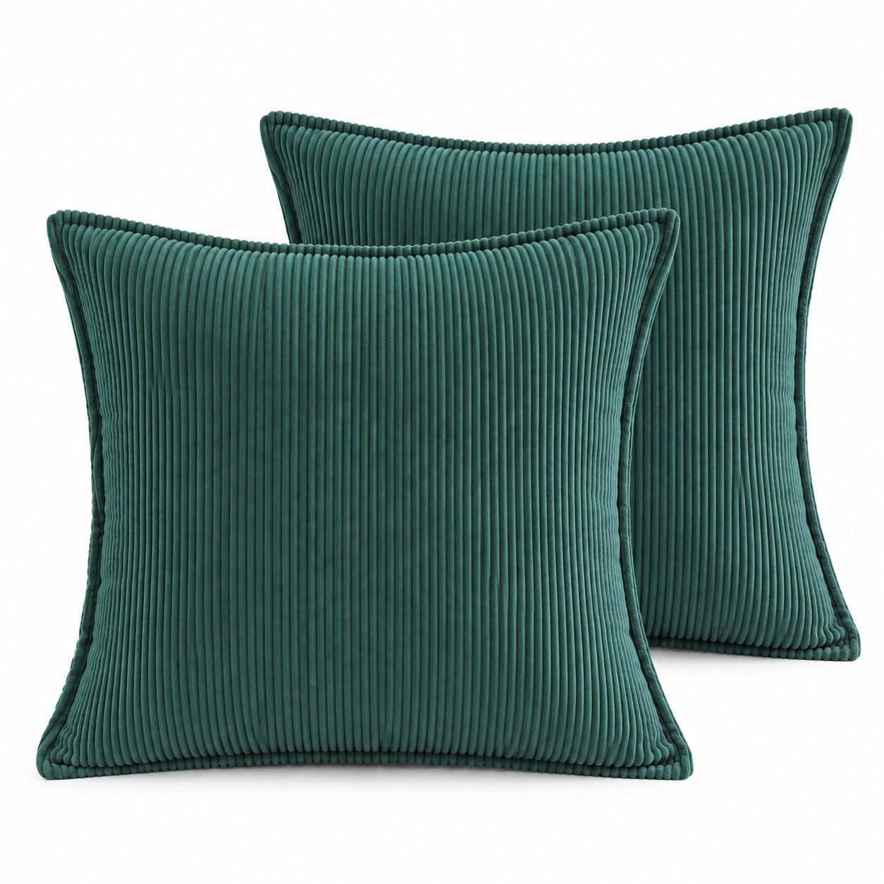 2 Pack Soft Ribbed Corduroy Throw Pillow Covers 18 x 18 Inch Solid Color