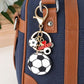2 Pack Sports Ball Keychains with Gold Tone Clip Ring and Charm Accents