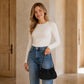 Faux Suede Hobo Shoulder Bag with Adjustable Strap Magnetic Closure and Interior Pocket