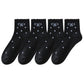 Soft Cotton Ankle Socks with Bow Embroidery Polka Dot Design 4 Pairs