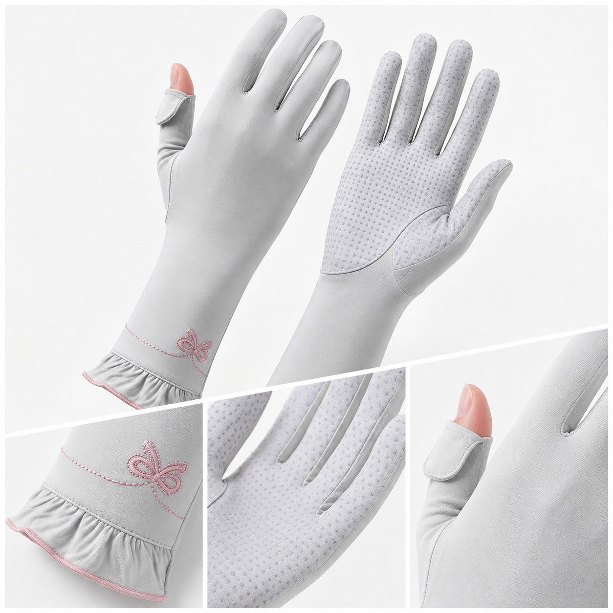 Long Cuff Fingerless Sun Protection Cycling Gloves