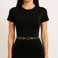 Circular Link Chain Belt with Adjustable Drop Chain and Modern Geometric Design 39.5in