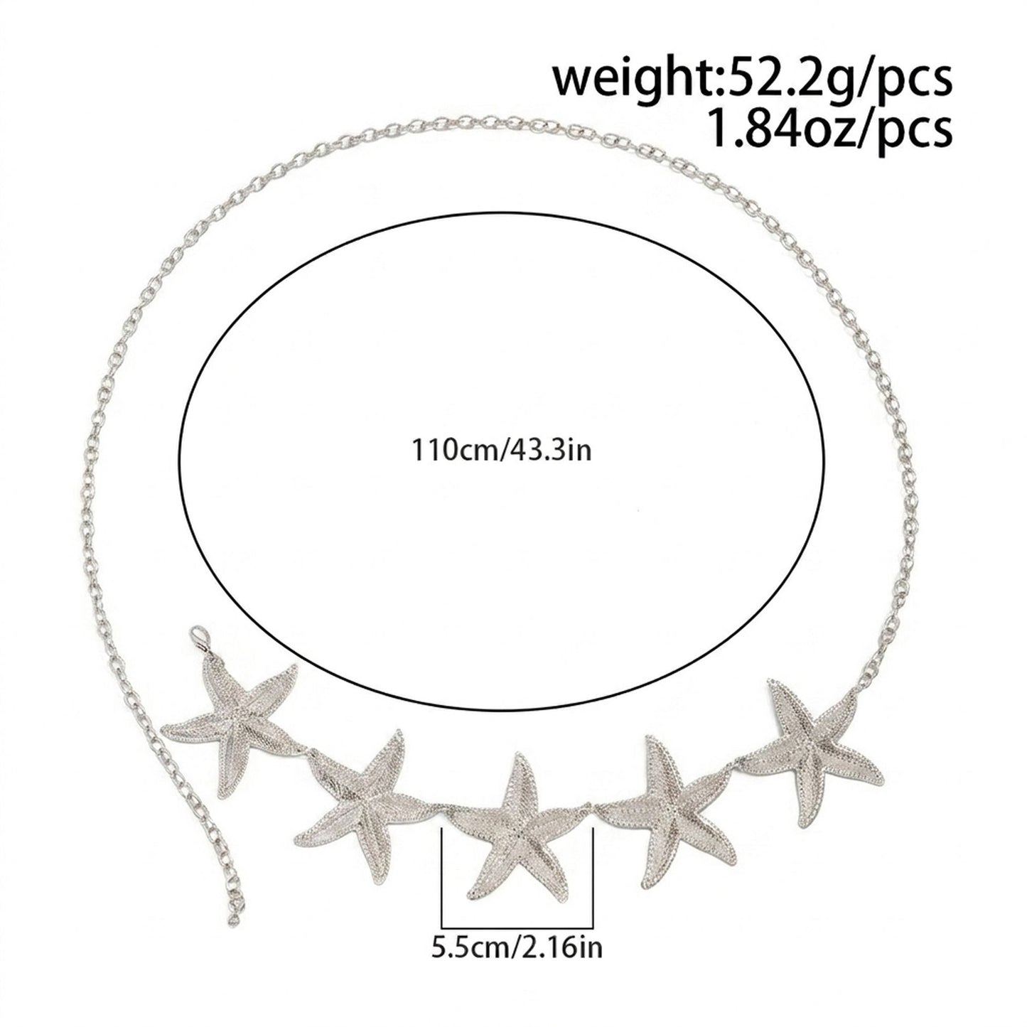 Starfish Metal Waist Chain Adjustable Beach Body Belt Ocean Inspired Waist Jewelry