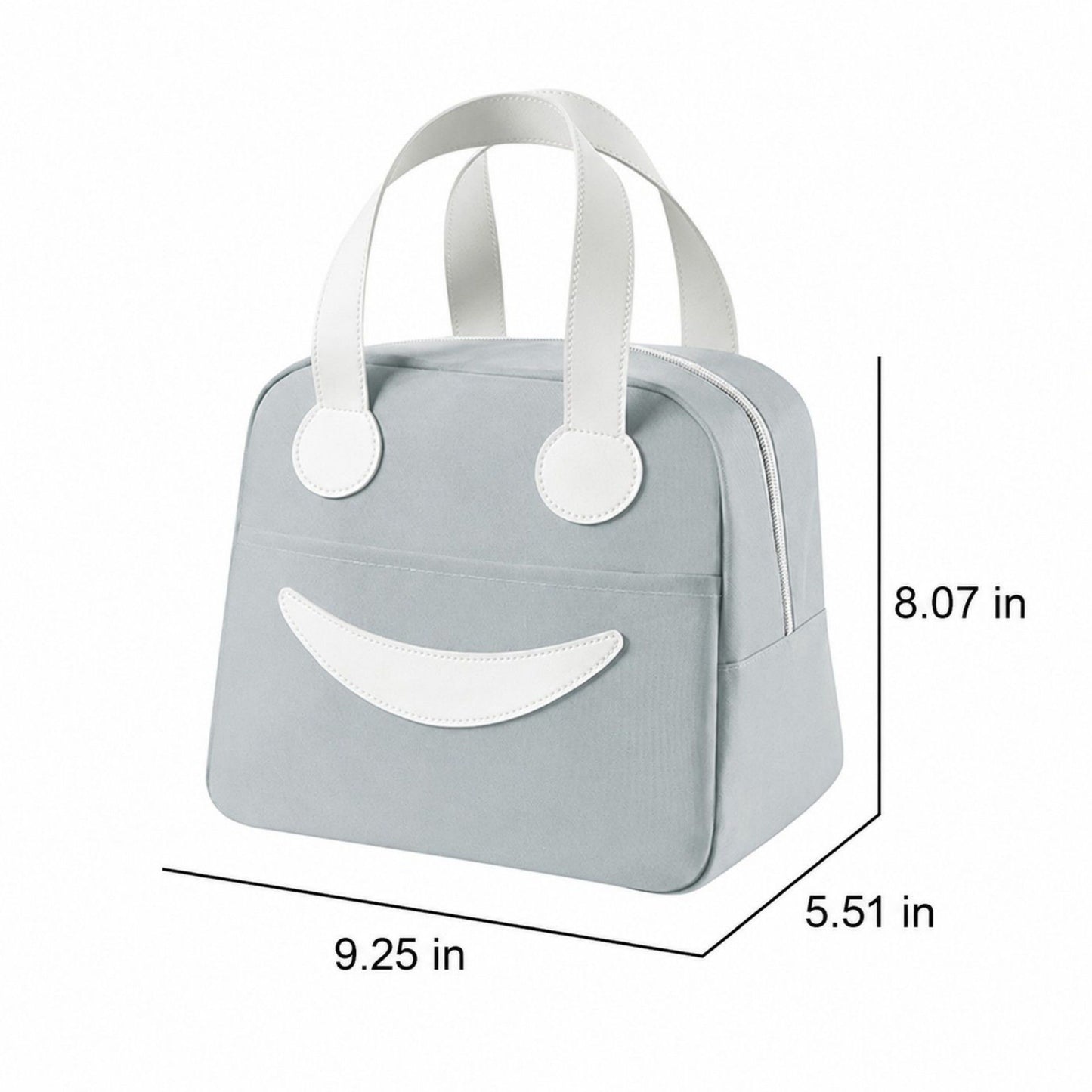 Insulated Lunch Bag with Zip Closure Top Handles and Wipeable Interior for Work School Travel