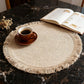 4 Pack Round Woven Fringe Placemats Farmhouse Heat Resistant Table Mats for Dining Table Decor