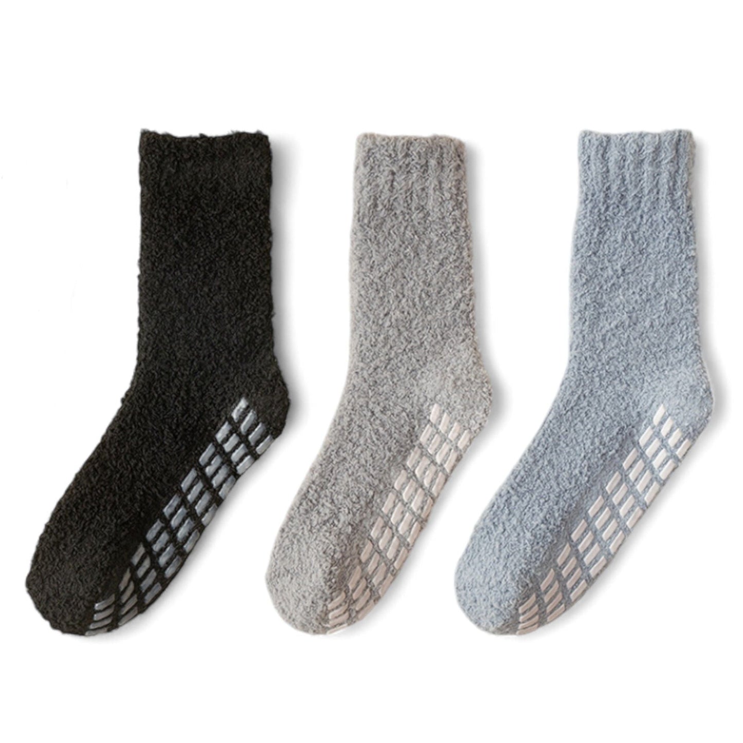 Women's 3-Pack Anti-Slip Fuzzy Grip Socks for Cozy Indoor Comfort