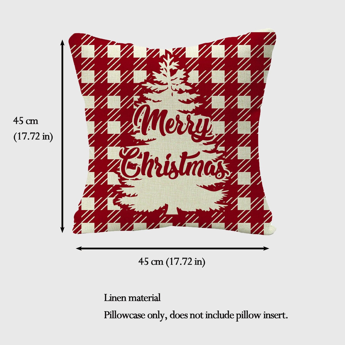 Christmas Gingham Throw Comfortable Pillow Cover 18x18in