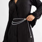 Layered Chain Waist Belt with Triple Draped Links and Decorative Medallion Accents for Stylish Detail 35.5in