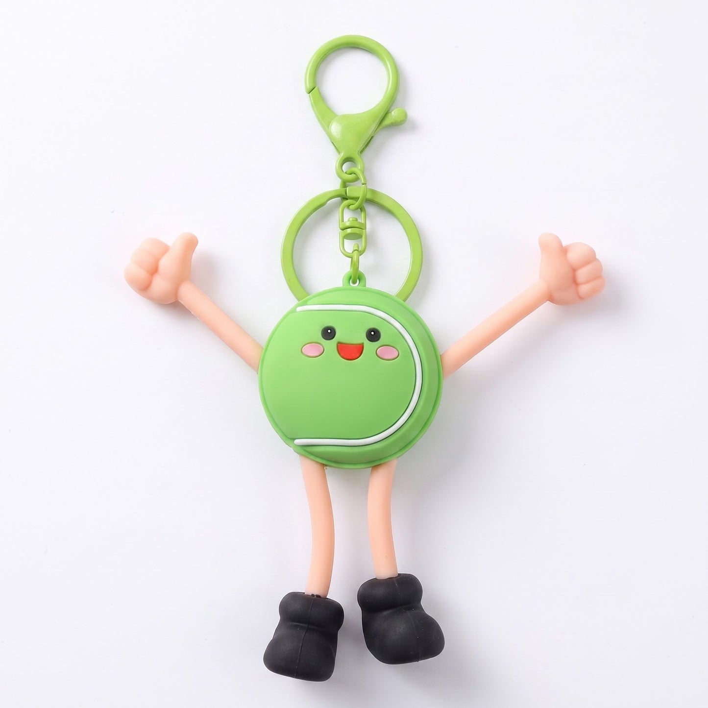 2-Piece Womens Sports Themed Bag Charm with Hanging Clip and Character Accent