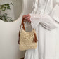 Women's Bohemian Crochet Shoulder Bag with Leather Straps