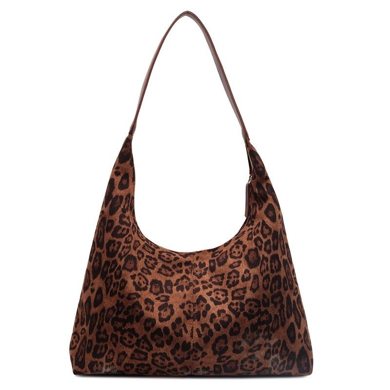 Leopard Print Tote Bag with Single Shoulder Strap and Magnetic Snap Closure