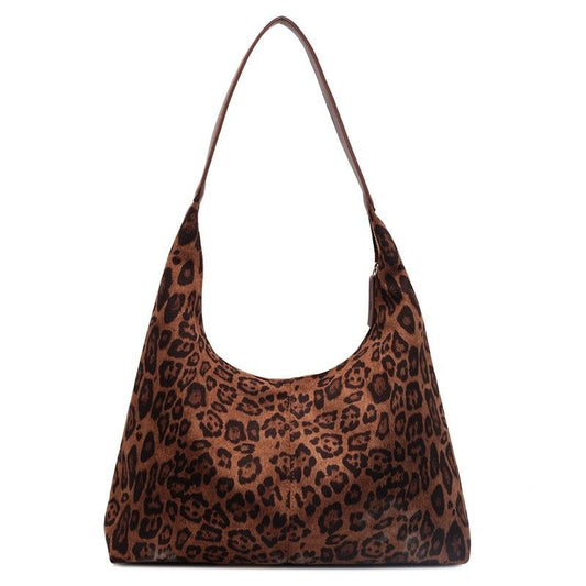 Leopard Print Tote Bag with Single Shoulder Strap and Magnetic Snap Closure