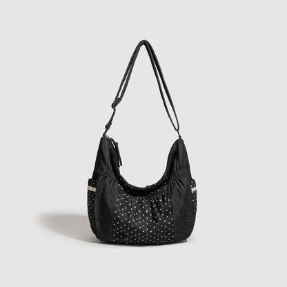 Polka Dot Hobo Shoulder Bag Large Capacity Crossbody Tote for School Work and Travel