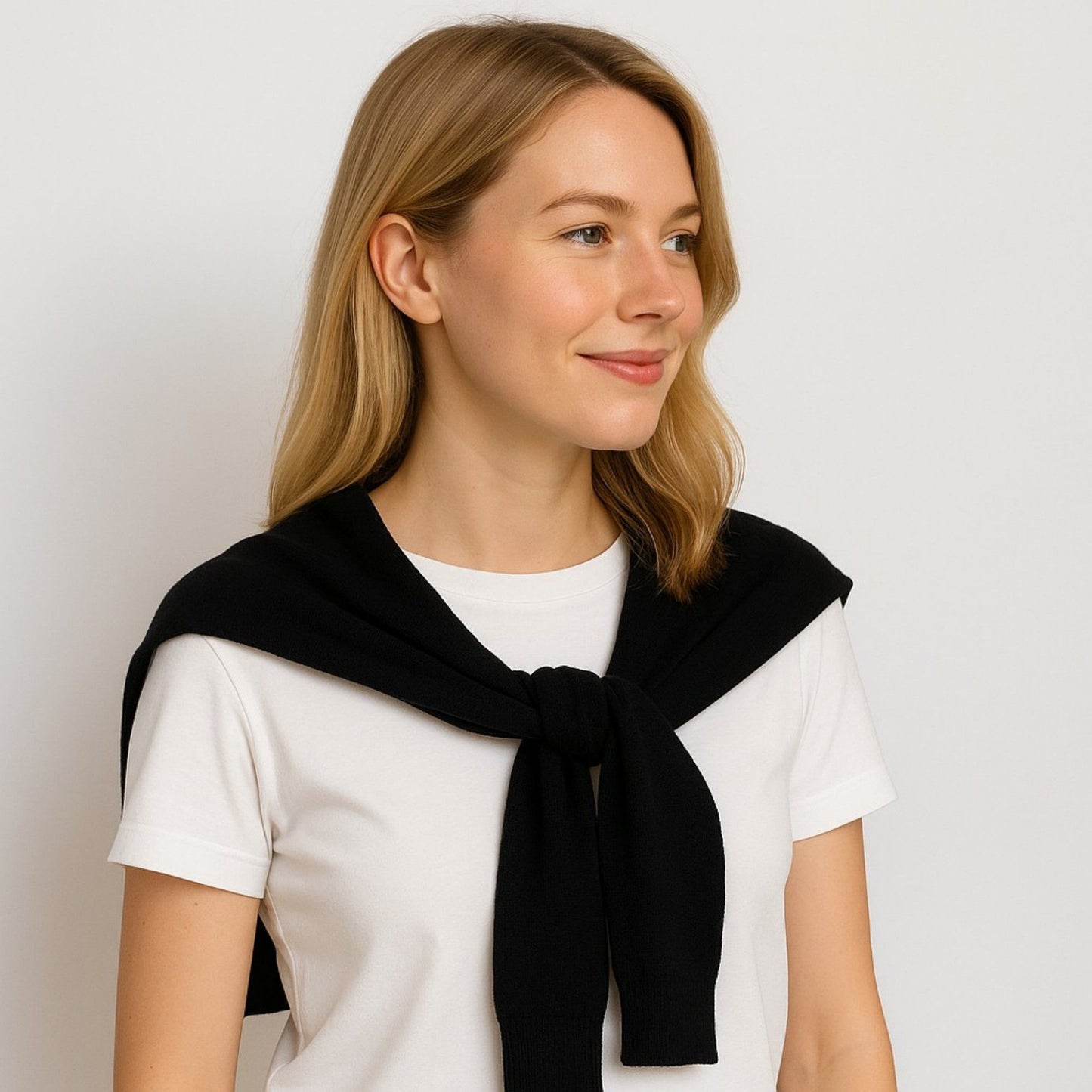 Striped Knit Shoulder Sweater Accessory with Soft Lightweight Fabric 33.5x9.8 inches