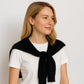 Striped Knit Shoulder Sweater Accessory with Soft Lightweight Fabric 33.5x9.8 inches