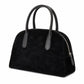 Faux Suede Satchel Bag with Double Handles Zip Closure and Interior Pockets