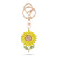 2pc Flower Rhinestone Keychain Bag Charm with Lobster Clasp and Key Ring