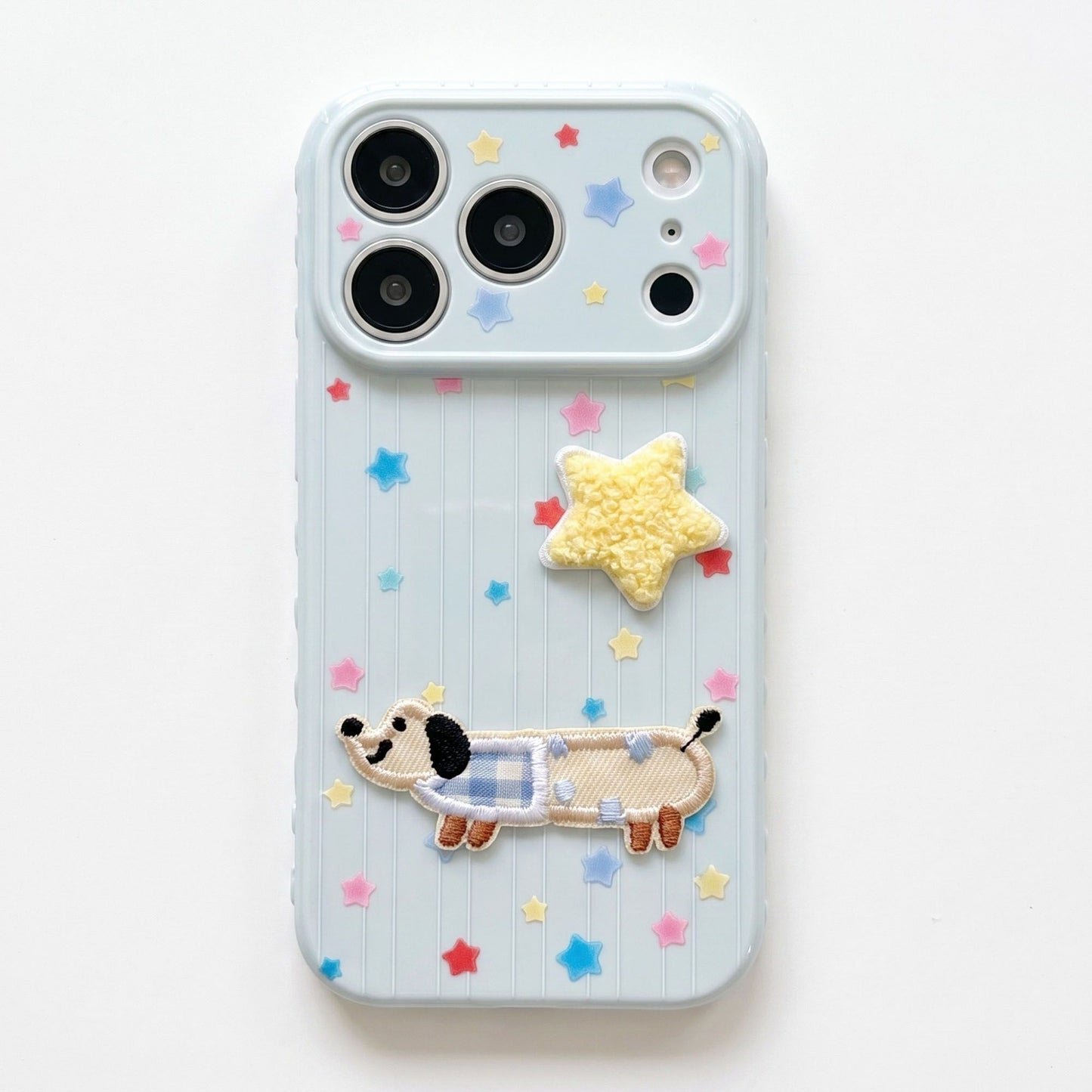 Dog Patch Star Phone Case Textured Back Raised Camera Edge Decorative Cover