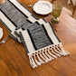 Textured Woven Table Runner with Fringe Edges and Bohemian Stripe Pattern 47x11.8 in