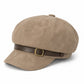 Faux Suede Baker Boy Cap with Buckle Band Vintage Newsboy Style Hat