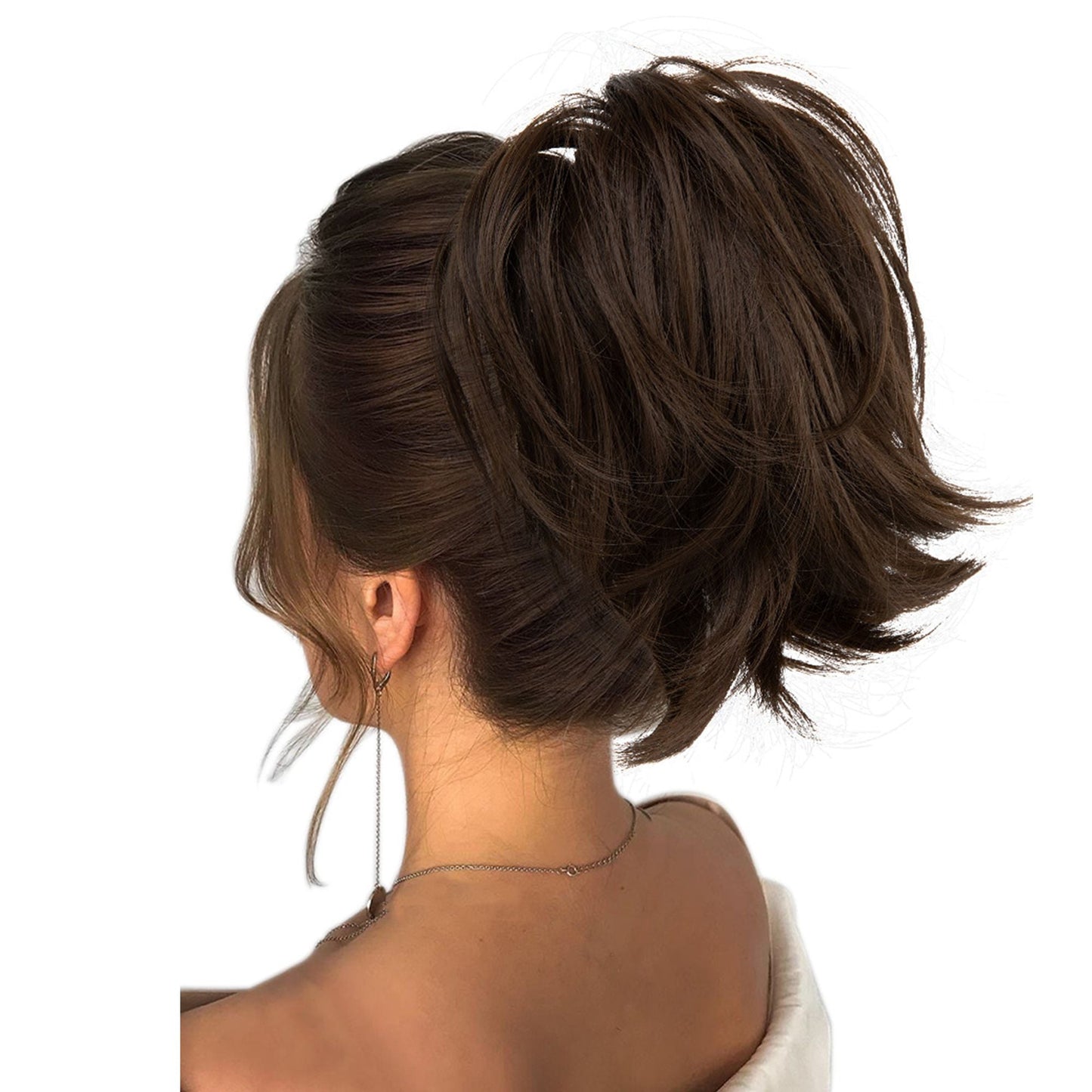 Short Tousled Layered Ponytail Hairpiece with Claw Clip for Women