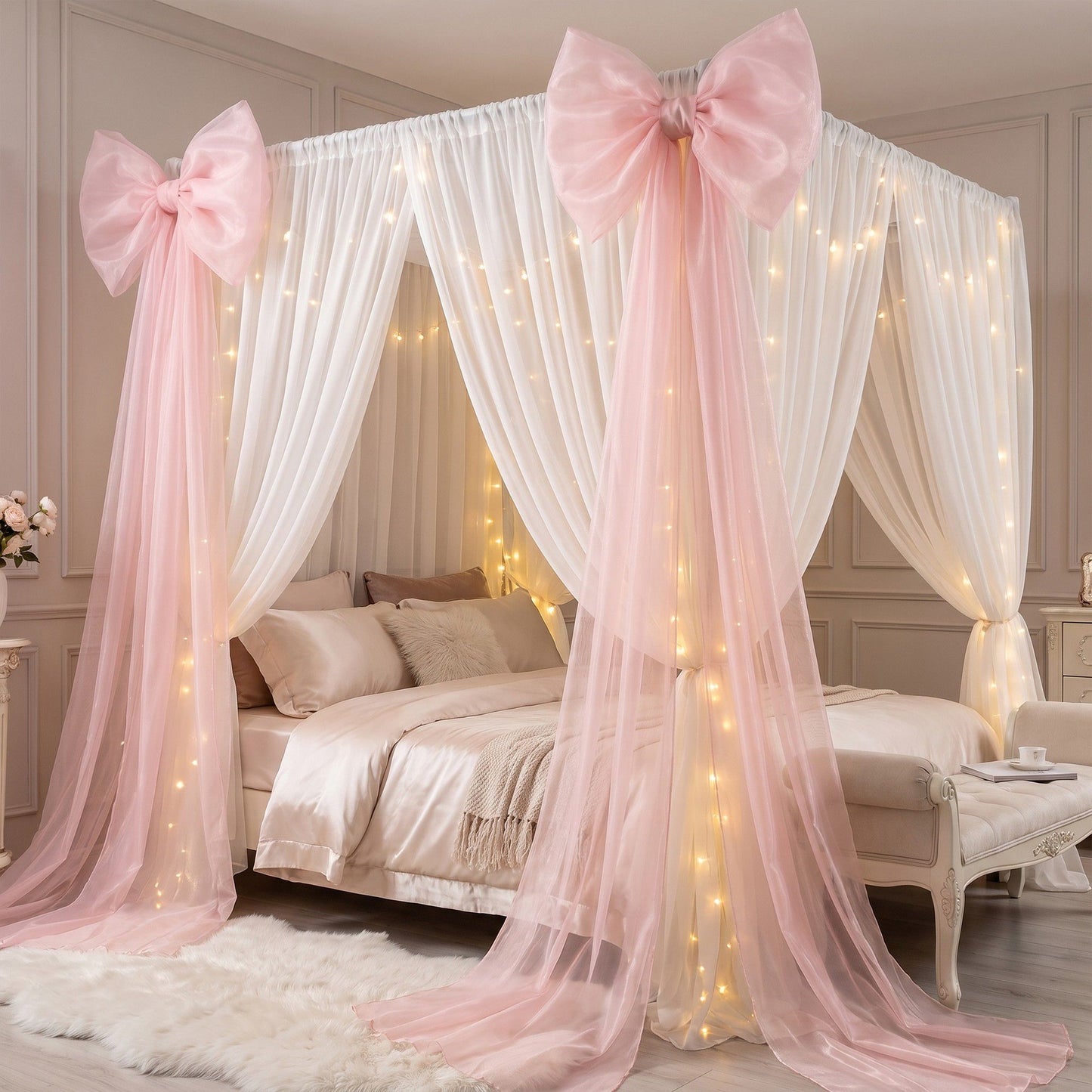 Large Sheer Christmas Tree Bow with Long Ribbon Tails