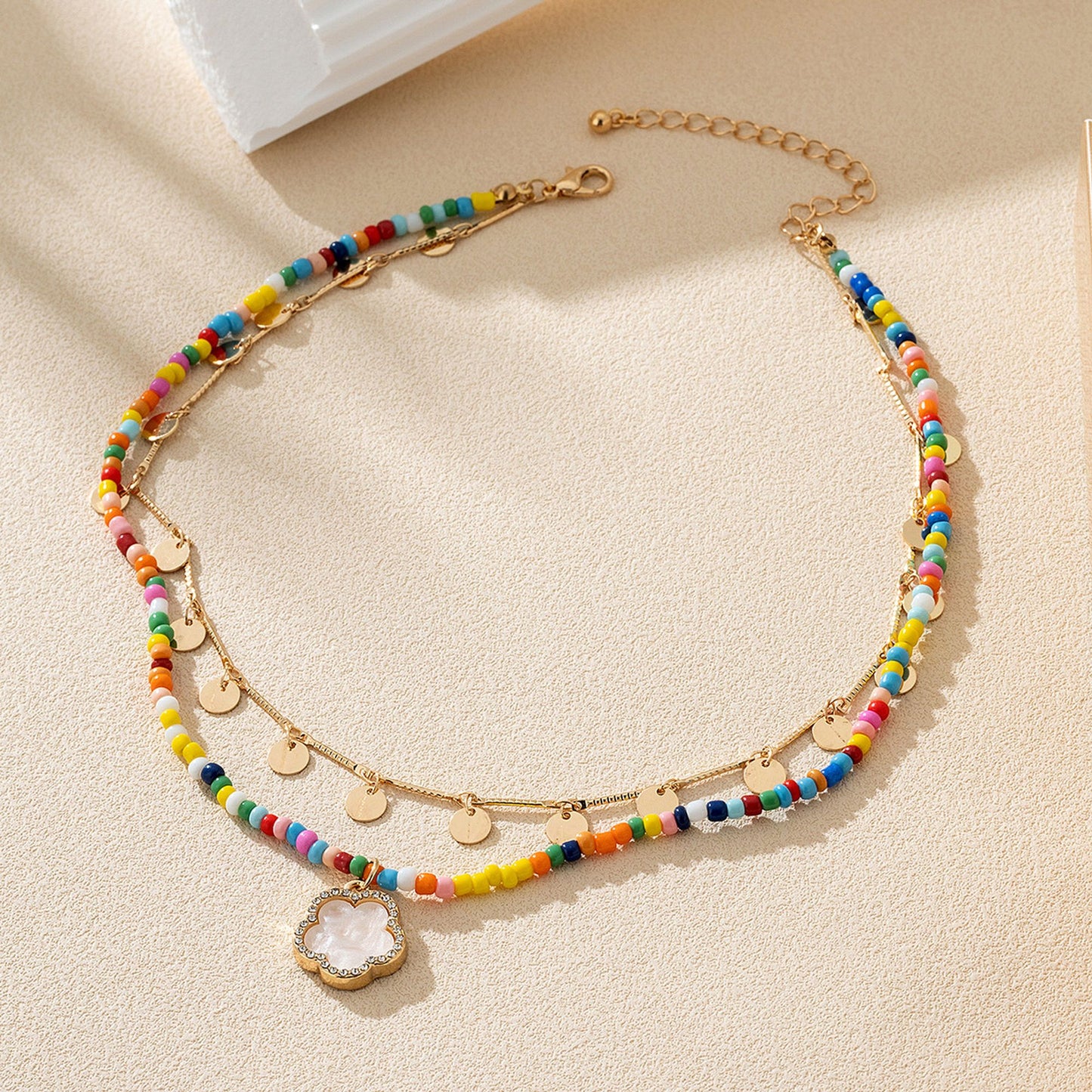 Women's Layered Beaded & Chain Necklace Set