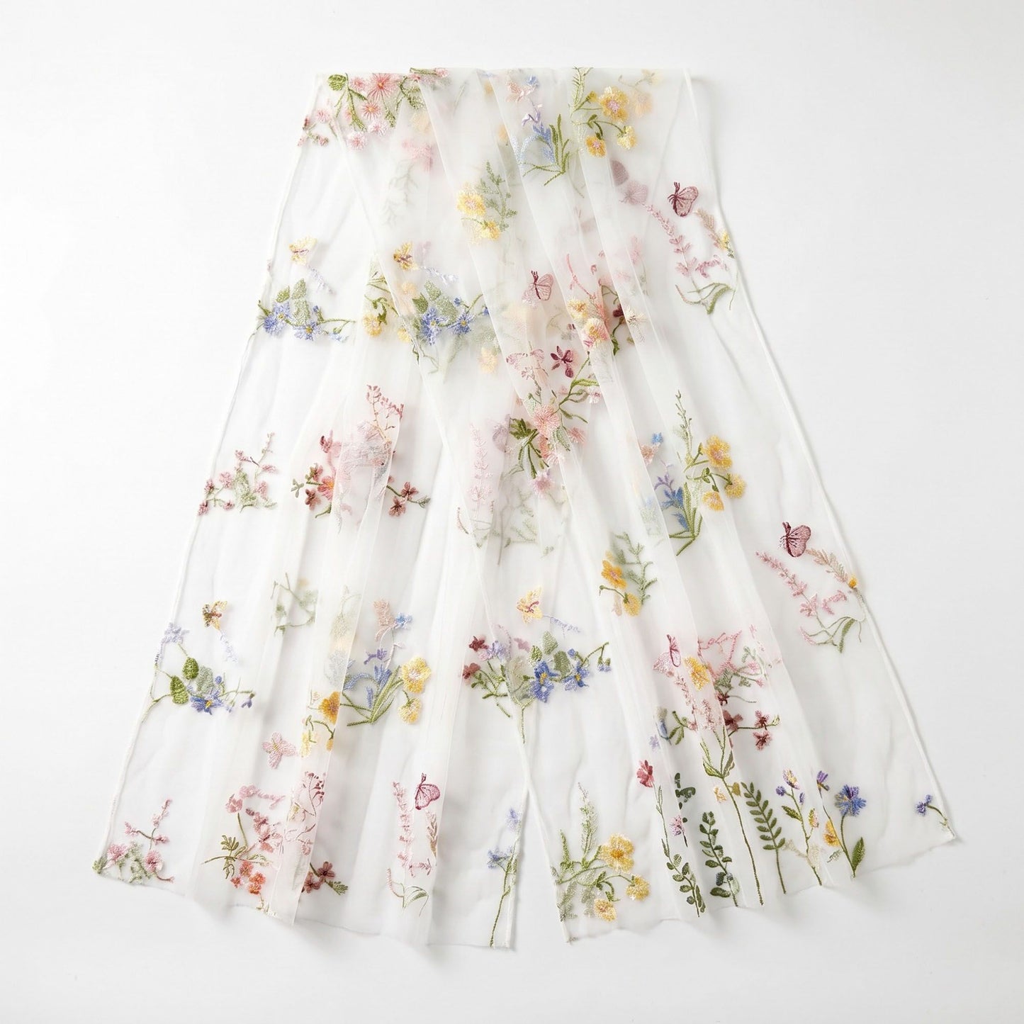 Sheer Floral Embroidered Table Runner 29.5x70.9in