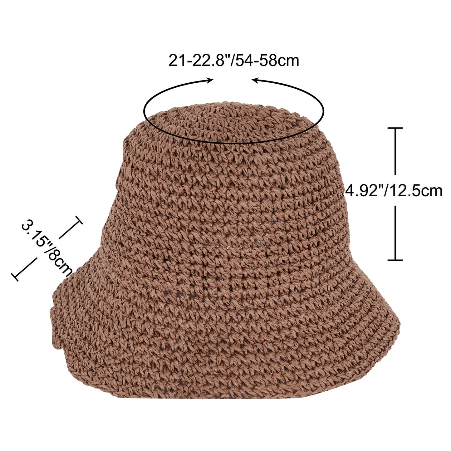 Crochet Raffia Bucket Hat Lightweight Foldable Wide Brim Sun Hat for Stylish Summer Protection