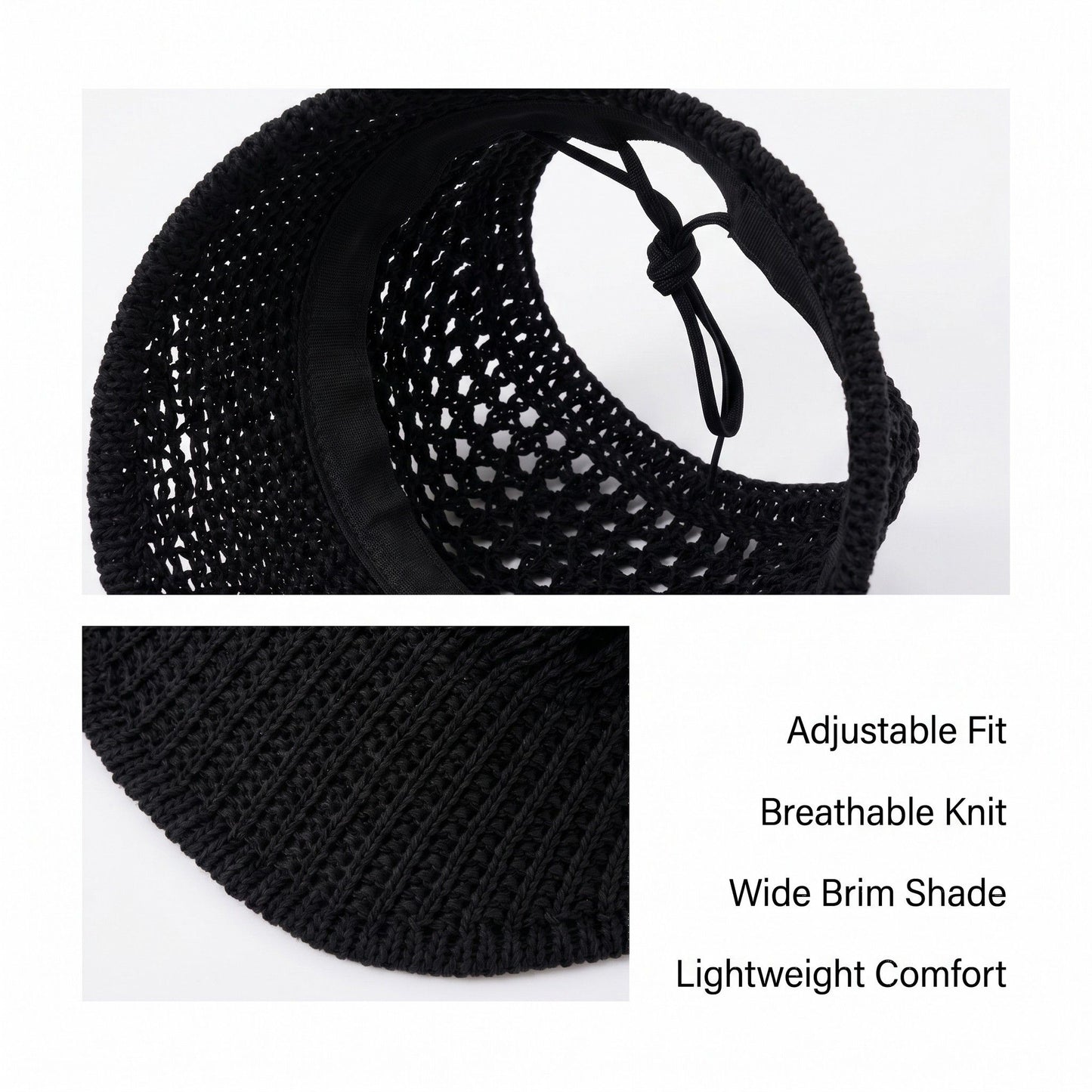 Crochet Bucket Hat Summer Knit Sun Hat Breathable Lightweight Beach Cap