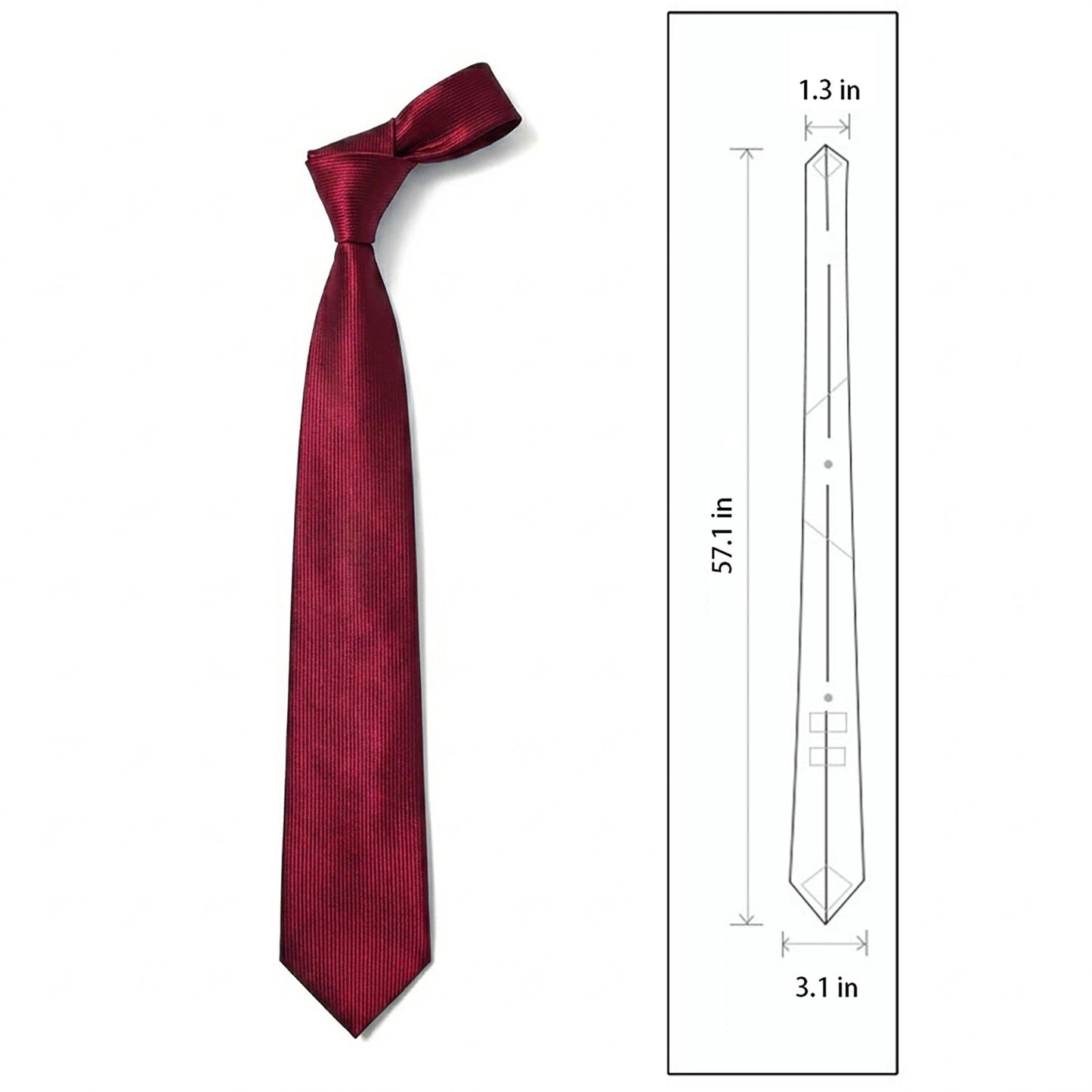 Men's Subtle Ribbed Texture Solid Tie Classic Necktie 57 Inch Length 3.1 Inch Width Formal Business Accessory
