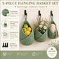 Woven Cotton Rope Hanging Basket Set Wall Storage Organizer with Hooks