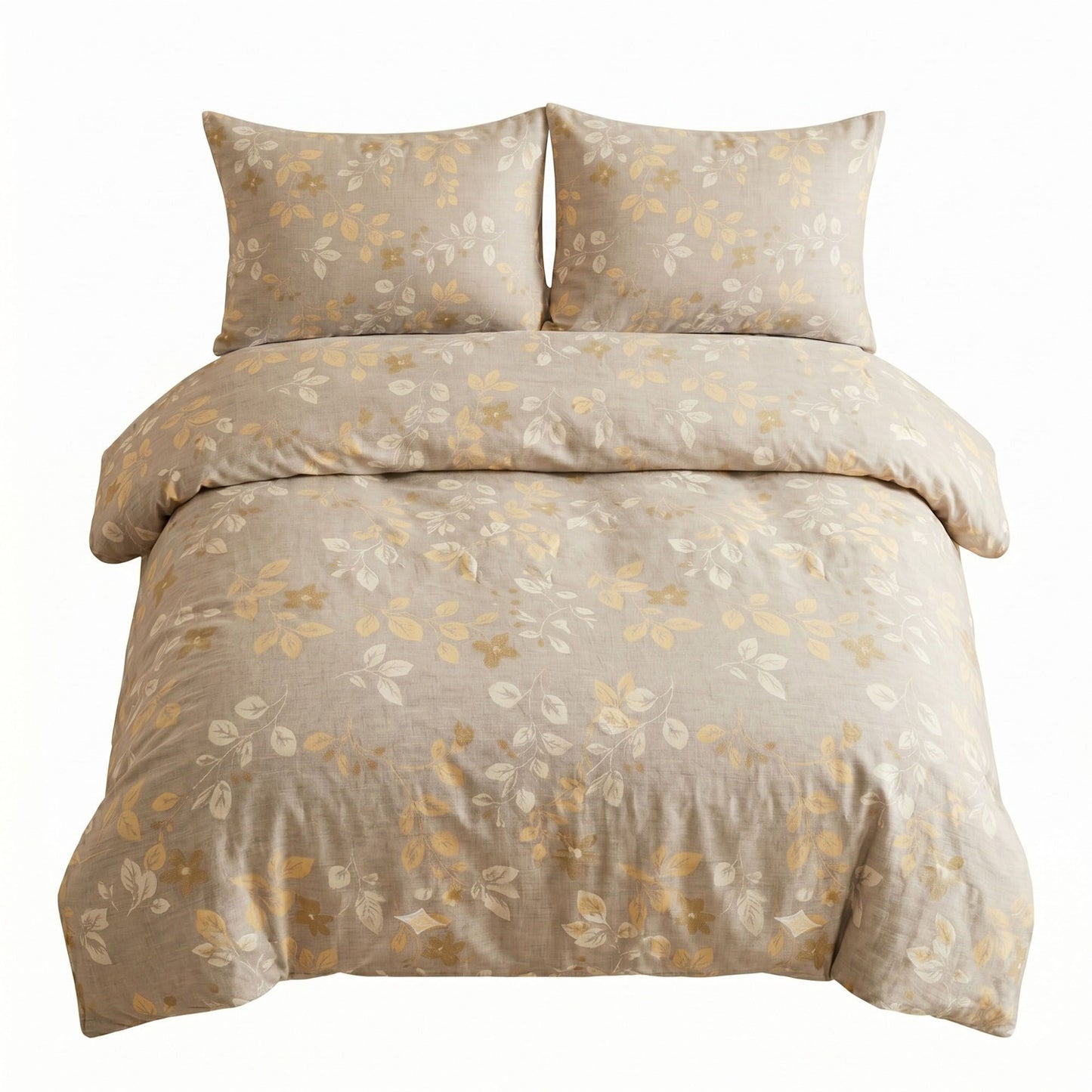 3-Piece Cotton Bedding Set with Duvet Cover and Pillowcases Soft Washed Fabric Botanical Floral Print