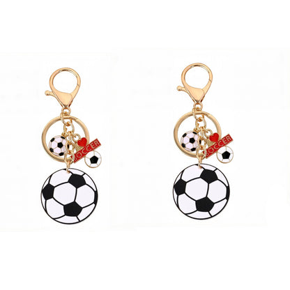 2 Pack Sports Ball Keychains with Gold Tone Clip Ring and Charm Accents