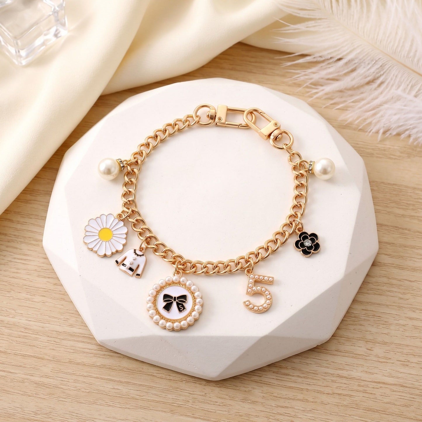 Decorative Chain Bag Strap with Charms and Swivel Clasps