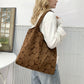 Floral Embossed Shoulder Tote Bag Soft Textured Lightweight Fabric Carryall Handbag