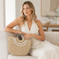 Straw Woven Shell Handbag with Round Handle