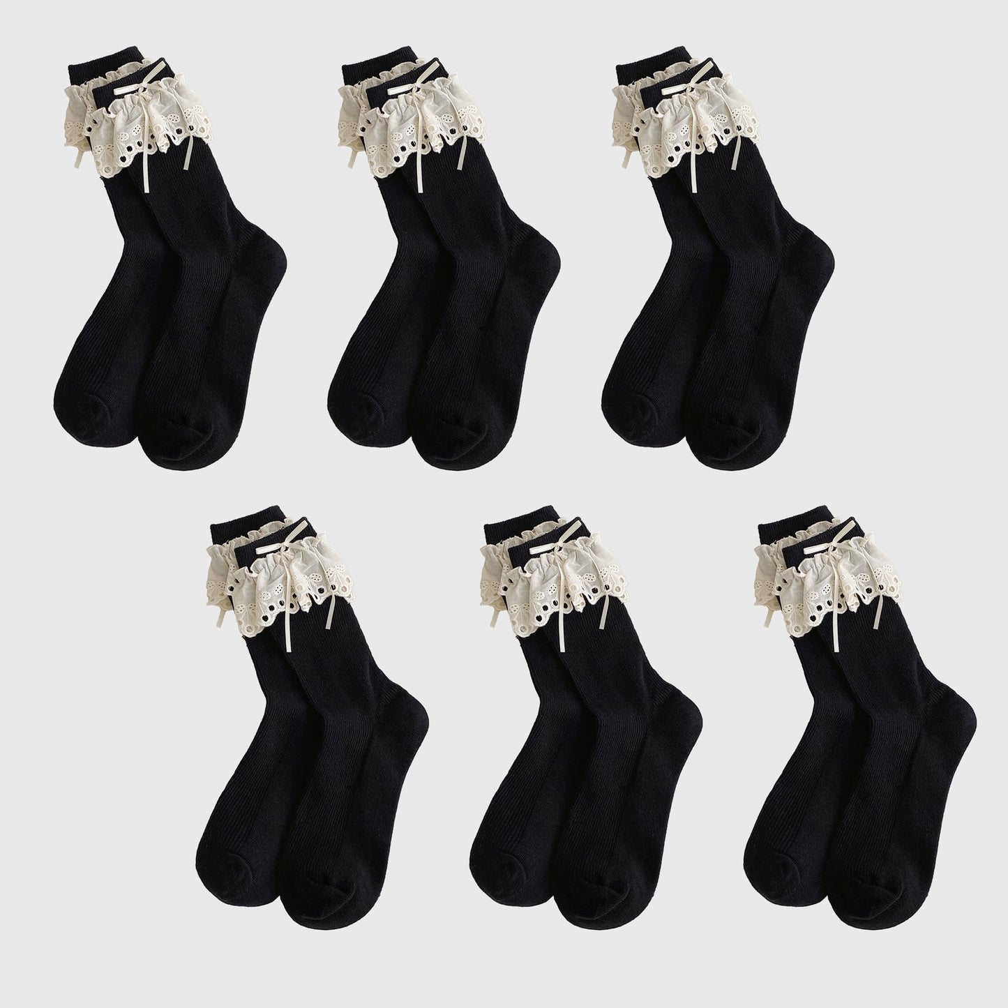 Summer Ruffled Lace - Trim Ankle Socks 6Pk