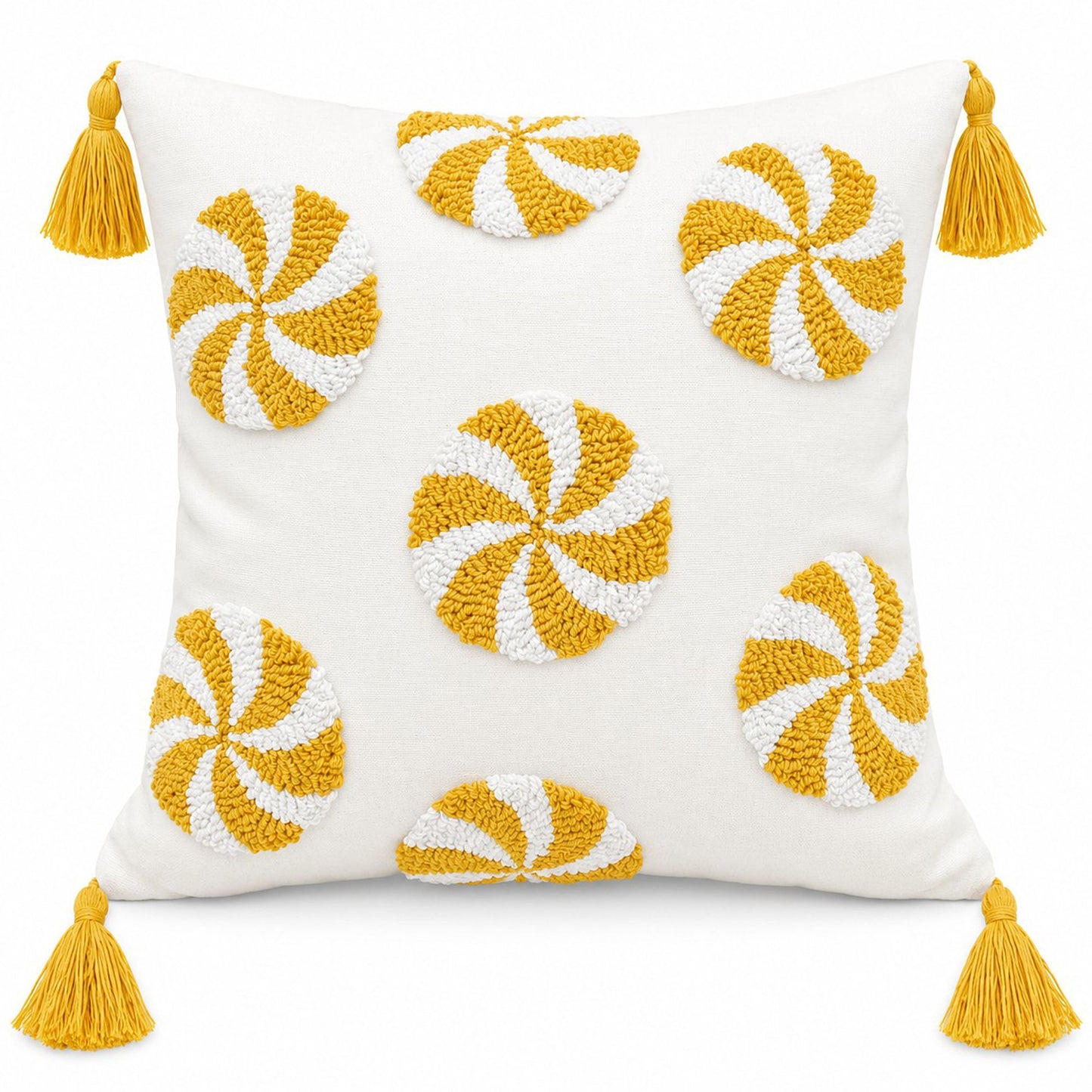 Christmas Peppermint Tufted Tassel Throw Pillow Cover