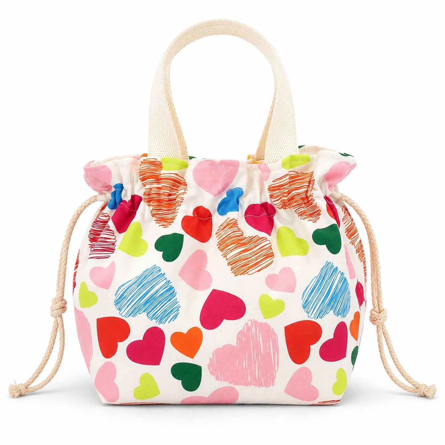 Printed Drawstring Lunch Tote with Top Handles